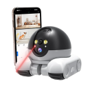 Cameră de securitate WiFi mobilă cu obiectiv dublu 8 MP 3,6 mm baterie 5200 mAh plastic alb-negru 360° supraveghere interioară 2