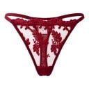 Camicetta da notte corta da donna in vino con slip, coppe trasparenti con ricamo floreale e fiocchetti su spalline sottili 6