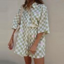 Camicia a quadri da donna e pantaloni corti B1067 1