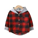 Camicia a quadri per bambini con cappuccio Rosso e Nero Cotone Poliestere Giacca per ragazze e ragazzi per primavera e autunno Giacca elegante 1