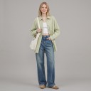 Camicia a righe da donna dal taglio casual e morbido con maniche lunghe, tasca sul petto con motivo obliquo e colletto classico 5