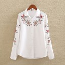 Camicia bianca da donna con fiori 1