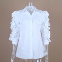 Camicia bianca da donna con volant A2848 1