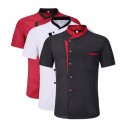 Camicia da cuoco a manica corta con bottoni colletto e tasca in cotone poliestere abbigliamento da lavoro per cucina abbigliamento gastronomico 6