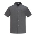 Camicia da cuoco a maniche corte con colletto e bottoni, tasca, poliestere, abbigliamento da lavoro per la cucina, abbigliamento gastronomico 3