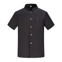 Camicia da cuoco a maniche corte con colletto e bottoni, tasca, poliestere, abbigliamento da lavoro per la cucina, abbigliamento gastronomico 2