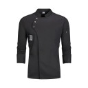 Camicia da cuoco a maniche lunghe con colletto e bottoni, tasche, cotone, poliestere, abbigliamento da lavoro per la cucina, abbigliamento gastronomico 3