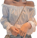 Camicia da donna a maniche lunghe Crop top con spalle scoperte Top elegante alla moda Cotone Poliestere Blusa femminile stilosa 2