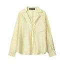 Camicia da donna a taglio libero con maniche lunghe e tasca sul petto decorata con motivo ricamato 3