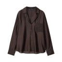 Camicia da donna a taglio libero con maniche lunghe e tasca sul petto decorata con motivo ricamato 1