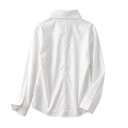 Camicia da donna con maniche lunghe, davanti asimmetrico a incrocio, colletto doppio, arricciatura in vita e orlo inferiore obliquo 6