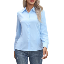 Camicia da donna elegante a tinta unita con maniche lunghe e taglio aderente con pince modellanti, colletto classico e polsini con bottone 5