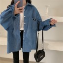 Camicia da donna in corduroy dal taglio oversize Doppio maniche Taschino sul petto con applicazione Chiusura con bottoni Cotone e poliestere 4
