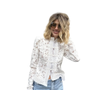 Camicia da donna in pizzo elegante con colletto Blusa monocolore con chiusura a bottoni Top elegante in poliestere leggero per lavoro e tempo 7