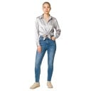 Camicia da donna in satin con maniche lunghe dal taglio morbido, superficie lucida, colletto classico, polsino con bottone e orlo dritto 7