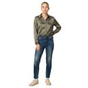 Camicia da donna in satin con maniche lunghe dal taglio morbido, superficie lucida, colletto classico, polsino con bottone e orlo dritto 4