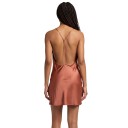 Camicia da notte corta in satin per donna con scollatura a V e schiena profondamente aperta con spalline sottili unite in una cintura al centro della schiena 3