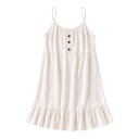 Camicia da notte da donna color crema fino al ginocchio con piccoli fiori su spalline regolabili con scollatura arricciata e volant sull'orlo 7