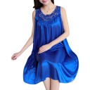 Camicia da notte da donna senza maniche con sedile in pizzo, ricamo floreale, volant arricciato e taglio morbido taglia universale 8