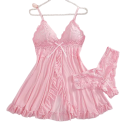 Camicia da notte estiva sexy da donna con pizzo Lingerie trasparente con scollo a V Pigiama morbido in poliestere incluso perizoma Vari 5