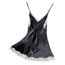 Camicia da notte in satin per donna con pizzo su spalline sottili con scollatura a V, spacco e schiena aperta con fiocco 10