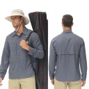 Camicia da uomo a maniche lunghe in poliestere design monocolore con chiusura a bottoni e doppie tasche 5
