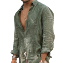 Camicia da uomo a maniche lunghe Unicolore Cotone e poliestere Taschino Chiusura con bottoni Colletto Classico 5