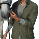 Camicia da uomo a maniche lunghe Unicolore Cotone e poliestere Taschino Chiusura con bottoni Colletto Classico 3