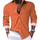 Camicia da uomo a righe con taglio aderente e maniche lunghe a strisce verticali sottili con colletto classico 8
