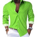 Camicia da uomo a righe con taglio aderente e maniche lunghe a strisce verticali sottili con colletto classico 18