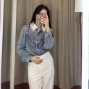 Camicia di jeans da donna con pizzo 4