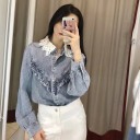 Camicia di jeans da donna con pizzo 6