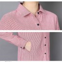 Camicia lunga da donna a righe con maniche lunghe Collo classico Chiusura con bottoni Tasche laterali Orlo arrotondato Cotone Stile 6