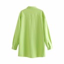 Camicia lunga da donna in verde lime Taglio oversize ampio con spalle scese Chiusura con bottoni metallici Colletto classico Poliestere 2