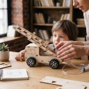 Camion de pompier hydraulique avec échelle Kit de construction en bois DIY 22 x 15 cm Propulsion par seringues à injection Jouet STEM pour enfants 2