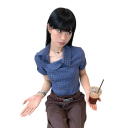 Camisa azul elegante para mujer con manga corta Blusa estilosa con cuello y cierre asimétrico de botones Top cómodo de algodón y poliéster 9