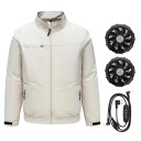 Camisa de arrefecimento masculina com 2 ventiladores USB climatização colete de trabalho unissexo com gola alta com fecho e bolsos POLIÉSTER várias cores 1