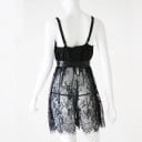 Camisa de dormir erótica de talla grande para mujeres de encaje suave Cinta con lazo debajo del busto Falda transparente Cierre de ganchos Tanga 6