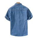 Camisa de ganga para homem com botões e mangas curtas, com duas bolsas no peito, corte solto e colarinho clássico 3