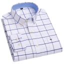 Camisa de hombre con cuello y bolsillo Patrón a cuadros en un solo color Camisa de algodón con botones para uso diario 5