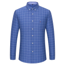 Camisa de hombre con cuello y bolsillo Patrón a cuadros en un solo color Camisa de algodón con botones para uso diario 2