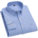 Camisa de homem com colarinho e bolso Padrão listrado em uma só cor Camisa de algodão com botões para uso diário 1