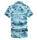 Camisa de homem com estampado de verão - Azul 1