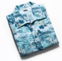 Camisa de homem com estampado de verão - Azul 3