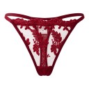 Camisa de noite curta vinho para senhora com calcinhas, copas transparentes com bordado floral e laços em alças finas 6