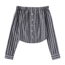 Camisa de rayas con hombros descubiertos para mujer 2