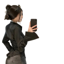 Camisa feminina elegante com colarinho Blusa de uma só cor com atilhos nas costas Mangas largas Top estiloso em poliéster leve 2