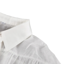 Camisa feminina transparente elegante de manga longa Blusa de poliéster com mangas largas e colarinho Top estiloso com botões 10