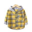 Camisa infantil xadrez com capuz Algodão Poliéster Casaco para meninas e meninos na primavera e outono Manga longa Casaco estiloso 3