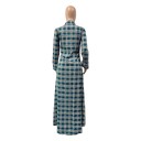 Camisa larga de cuadros para mujer en maxi longitud Patchwork de varios patrones Manga larga y cuello Cierre de botones Poliéster 6